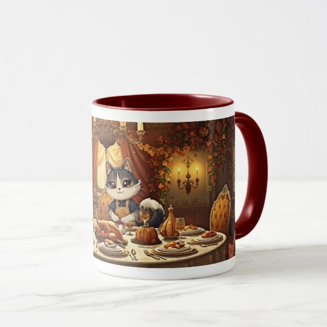 Thanksgiving Kitty Hosting Mug (Front Right)