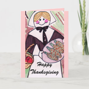 THANKSGIVING LADY PILGRIM card