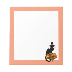 Thanksgiving Le Chat Noir With Turkey Pilgrim Notepad