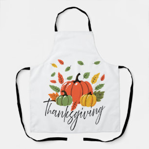 Thanksgiving Leaves and Pumpkin in Autumn colors Apron