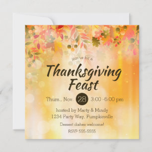 Thanksgiving Leaves Autumn Sparkle Invitation