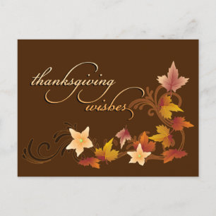 Thanksgiving Leaves Classic Fall Theme Holiday Postcard