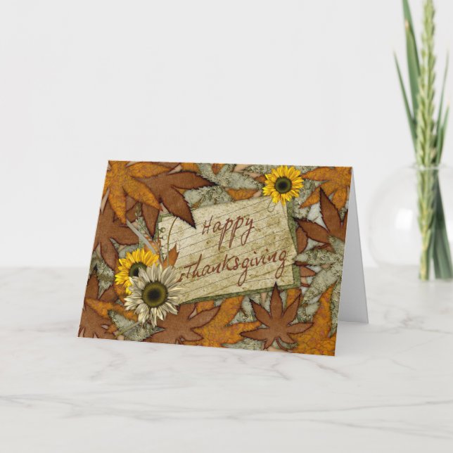 Thanksgiving Leaves Holiday Card (Front)