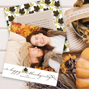 Thanksgiving Leaves Simple Flourish Photo Holiday Card