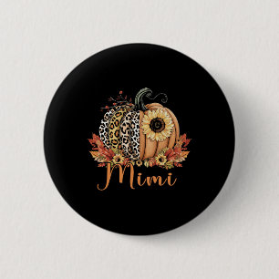 Thanksgiving Leopard Pumpkin And Sunflower Mimi  6 Cm Round Badge