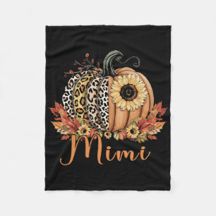 Thanksgiving Leopard Pumpkin And Sunflower Mimi Fleece Blanket