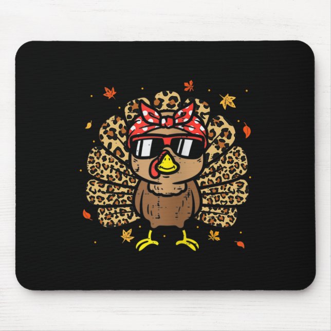 Thanksgiving Leopard Turkey Thanksgiving Autumn Fa Mouse Mat (Front)