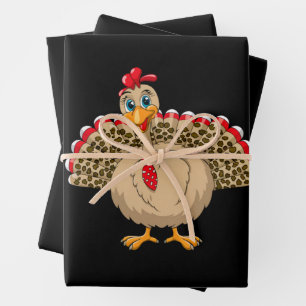 Thanksgiving Leopard Turkey Thanksgiving Autumn  Wrapping Paper Sheet