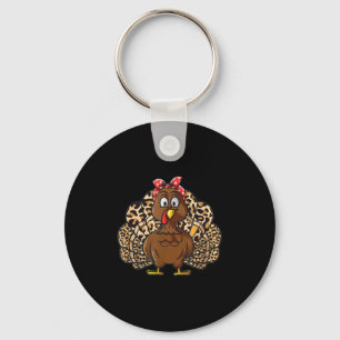 Thanksgiving Leopard Turkey Women Girl Autumn Fall Key Ring