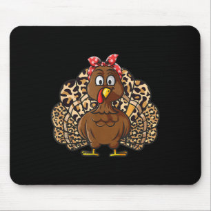 Thanksgiving Leopard Turkey Women Girl Autumn Fall Mouse Mat