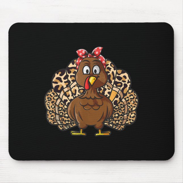 Thanksgiving Leopard Turkey Women Girl Autumn Fall Mouse Mat (Front)