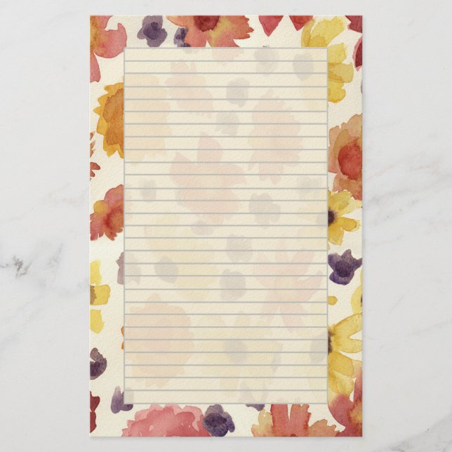 Thanksgiving Letters Autumn Flowers Fall Colours Stationery (Front)