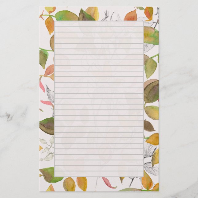 Thanksgiving Letters Autumn Leaves Fall Colours  Stationery (Front)