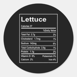 Thanksgiving Lettuce Nutrition Facts Men Women Chr Classic Round Sticker