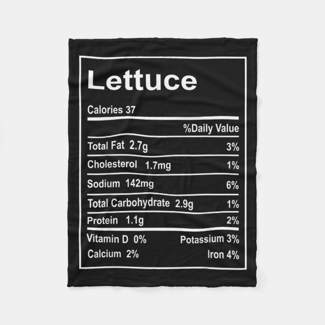 Thanksgiving Lettuce Nutrition Facts Men Women Chr Fleece Blanket (Front)