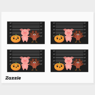 Thanksgiving Lineup – Funny Turkey Pig Pumpkin Rectangular Sticker