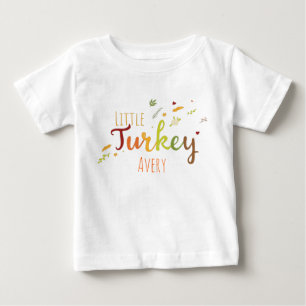 Thanksgiving Little Turkey personalizable name Baby T-Shirt