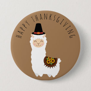 Thanksgiving Llama 7.5 Cm Round Badge