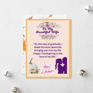 Thanksgiving Love for My Beautiful Wife Holiday Card