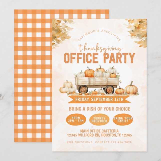 Thanksgiving Lunch Office Party Invitation (Front/Back)