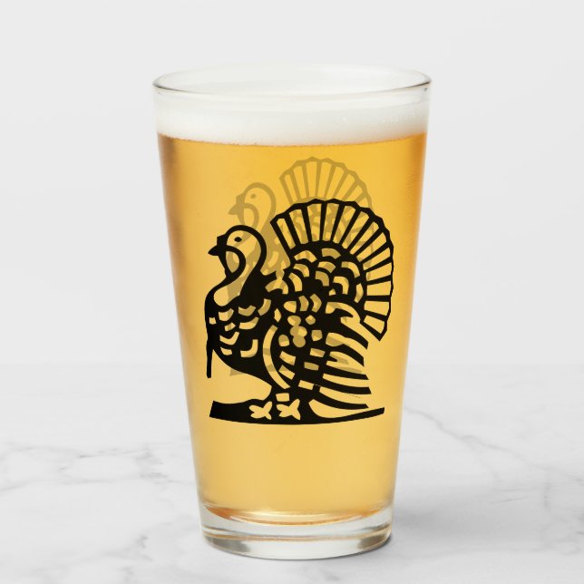 THANKSGIVING MAJESTIC TURKEY  GLASS (Front Filled)