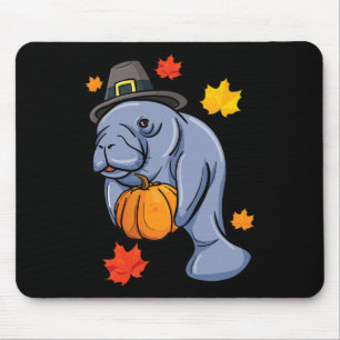 Thanksgiving Manatee Pilgrim Fall Pumpkin Dugong  Mouse Mat