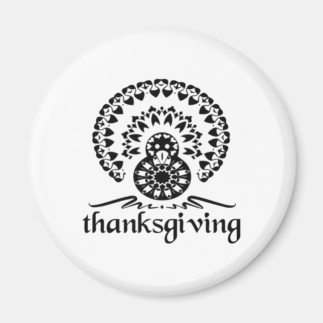 Thanksgiving Mandala Turkey Boho Folk Art Magnet (Front)