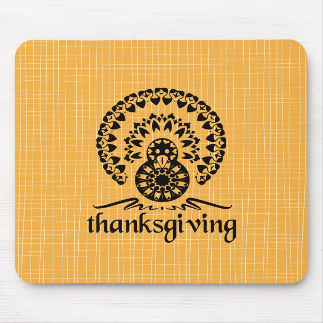Thanksgiving Mandala Turkey Boho Folk Art Mouse Mat (Front)