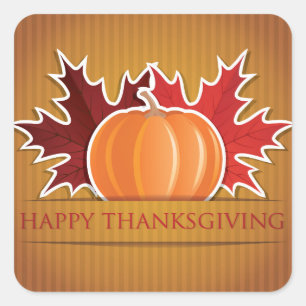 Thanksgiving maple and pumpkin square sticker