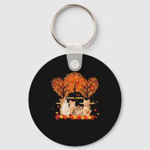 Thanksgiving Maple Cat Heart Shape Tree Leaf Key Ring