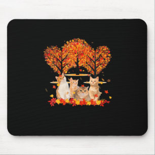 Thanksgiving Maple Cat Heart Shape Tree Leaf Mouse Mat
