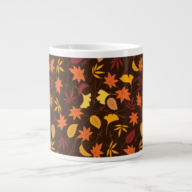 Thanksgiving Maple Fall Pattern Large Coffee Mug (Front)