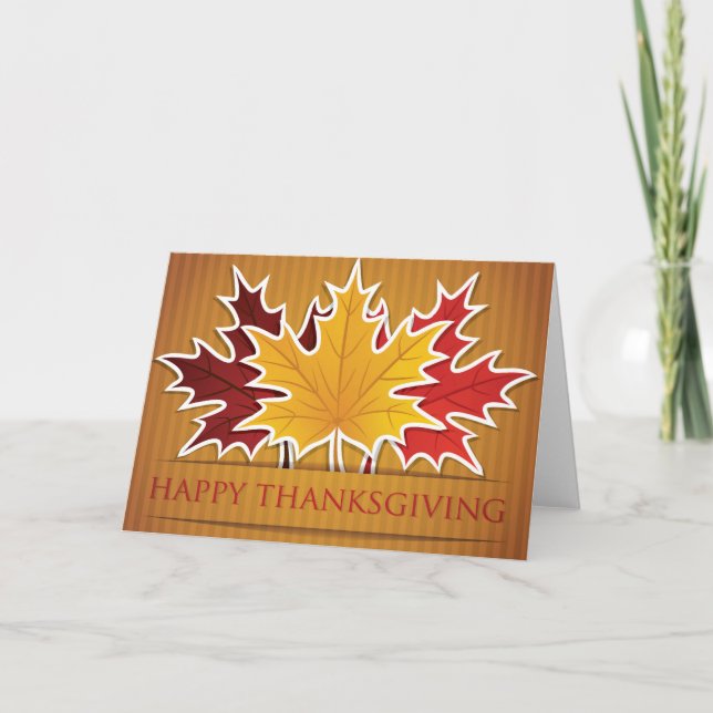 Thanksgiving maple leaf holiday card (Front)