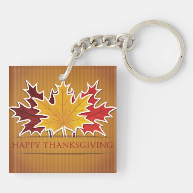 Thanksgiving maple leaf key ring (Back)