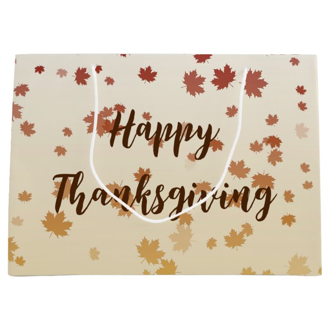 Thanksgiving Maple Leaves Large Gift Bag (Front)