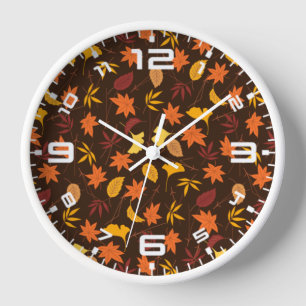 Thanksgiving Maple Leaves Pattern  Clock