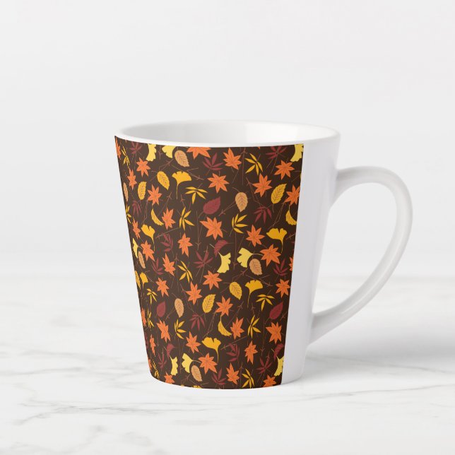 Thanksgiving Maple Leaves Pattern  Latte Mug (Right)