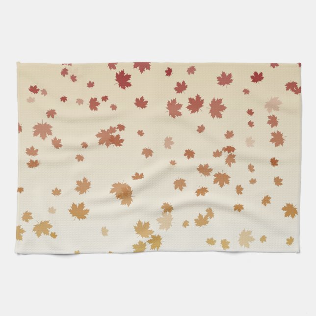 Thanksgiving Maple Leaves Tea Towel (Horizontal)