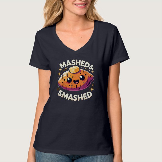 Thanksgiving Mashed & Smashed Funny Sweet Potato T-Shirt (Front)