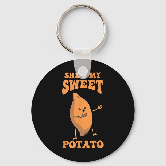 Thanksgiving Matching Couple She's My Sweet Potato Key Ring (Front)