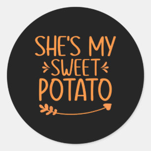 Thanksgiving Matching Couples Outfit Sweet Potato Classic Round Sticker
