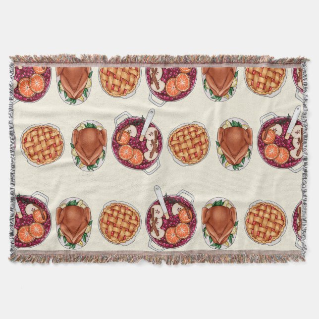 Thanksgiving Menu Throw Blanket (Front)