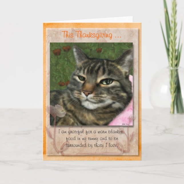 Thanksgiving message from your cat. holiday card (Front)
