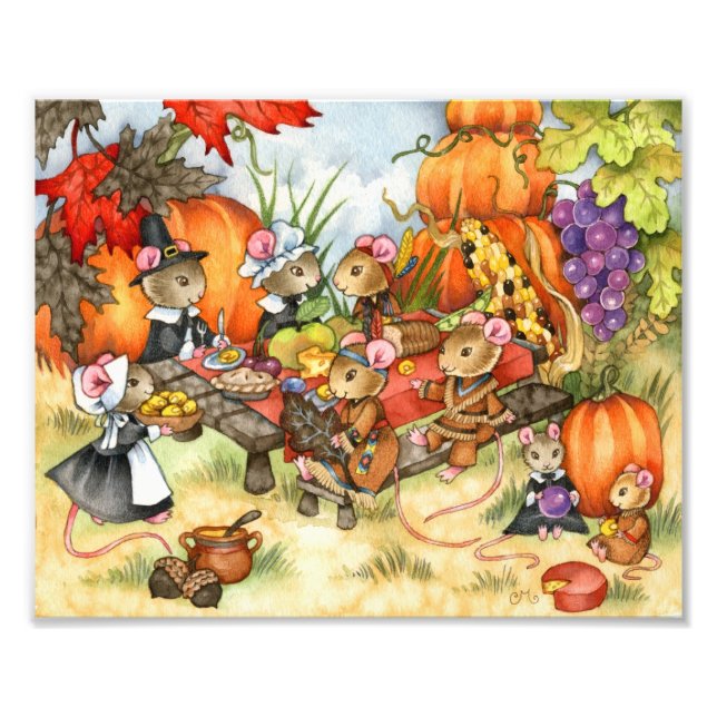 Thanksgiving Mice - Cute art print (Front)