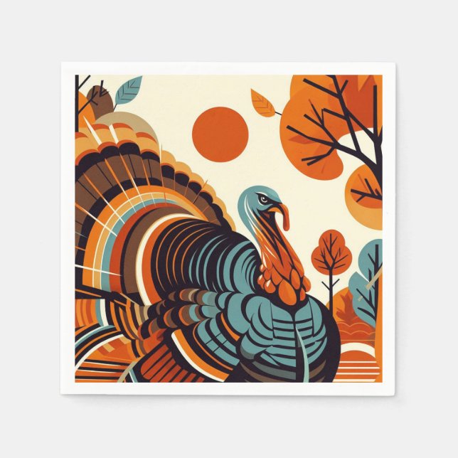 Thanksgiving Mid-Century Modern Napkin (Front)