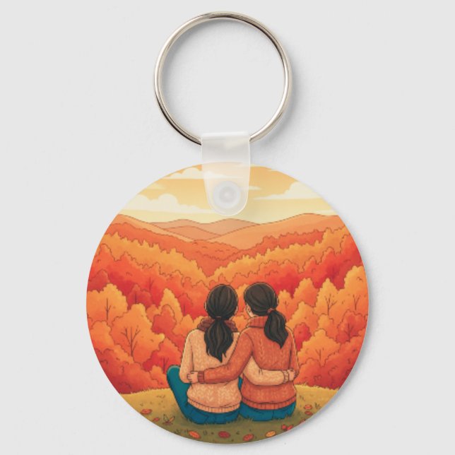 Thanksgiving Minimalist Fall View Best Friends Art Key Ring (Front)