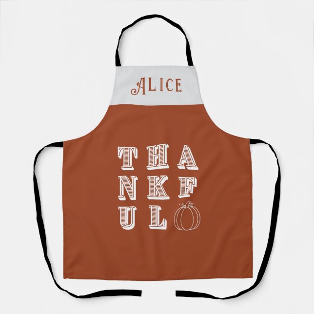 Thanksgiving Minimalist Simple Thankful Apron (Front)