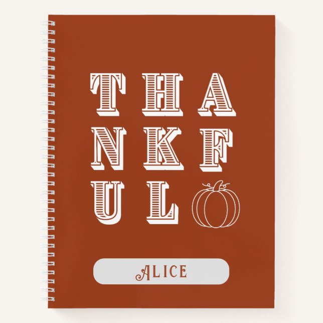 Thanksgiving Minimalist Simple Thankful Notebook (Front)