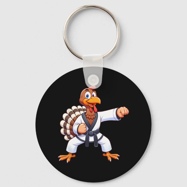 Thanksgiving Mma Kickboxing Judo Karate Turkey Kid Key Ring (Front)