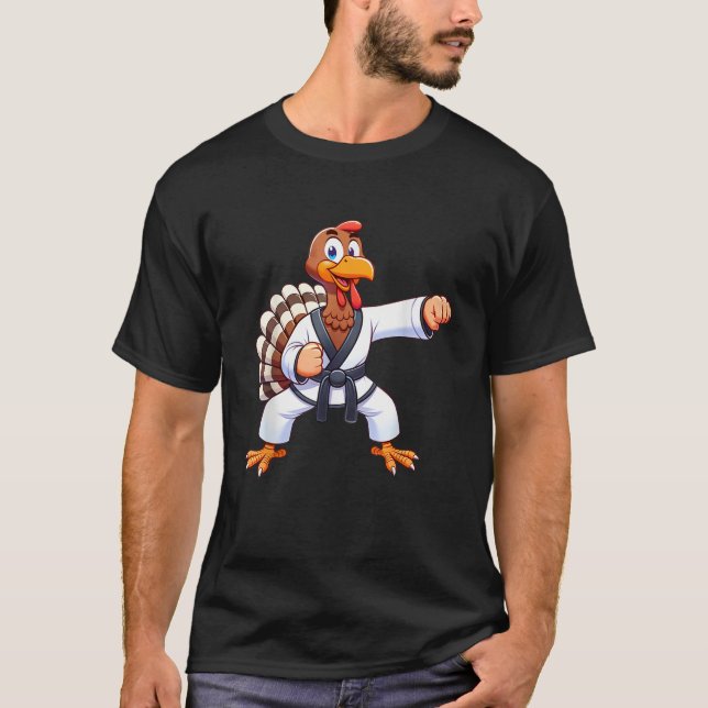 Thanksgiving MMA Kickboxing Judo Karate Turkey Kid T-Shirt (Front)